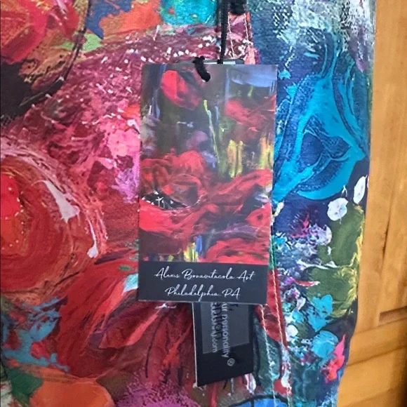 Reversible Designer Multicolor thigh length Sleeveless Vest with Yellow Accents - Picture 3 of 8